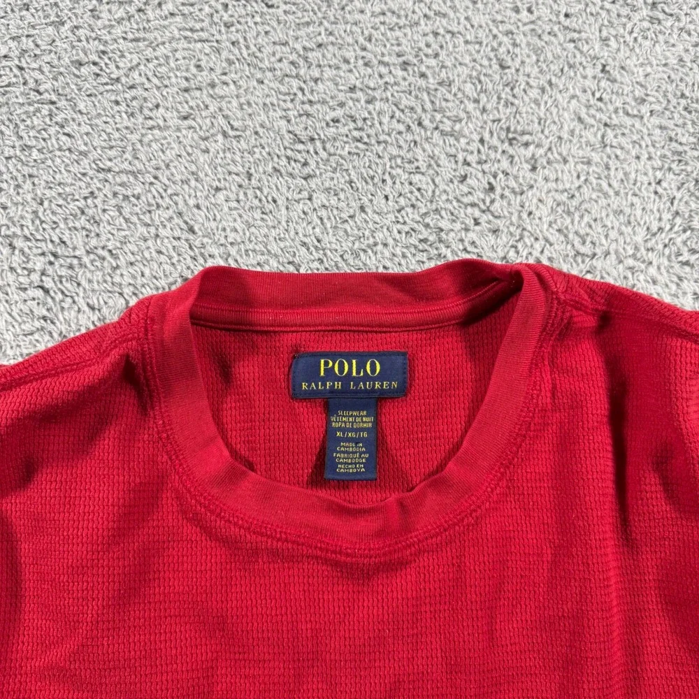 Polo Ralph Lauren Waffle Knit Thermal Shirt Mens XL Red Long Sleeve Pony‎ Logo